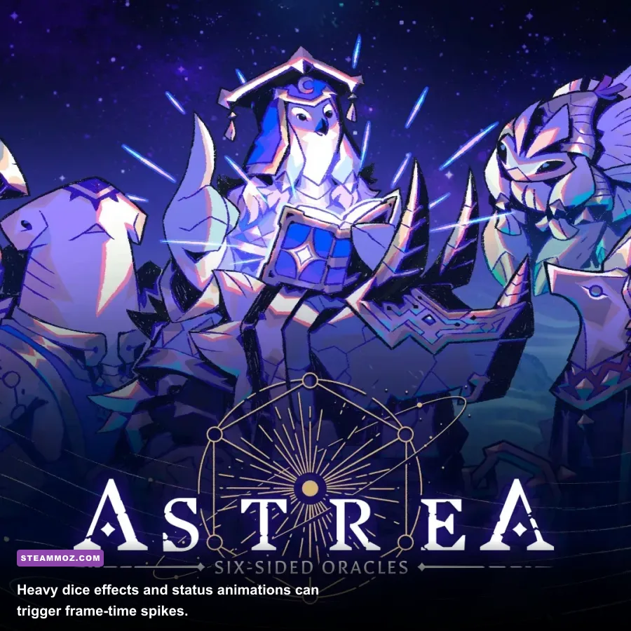 Astrea Six-Sided Oracles battle screen with oracle dice and enemy health bars