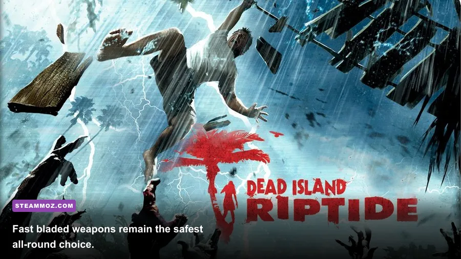 Legendary machete weapon being used against infected enemies in Dead Island Riptide