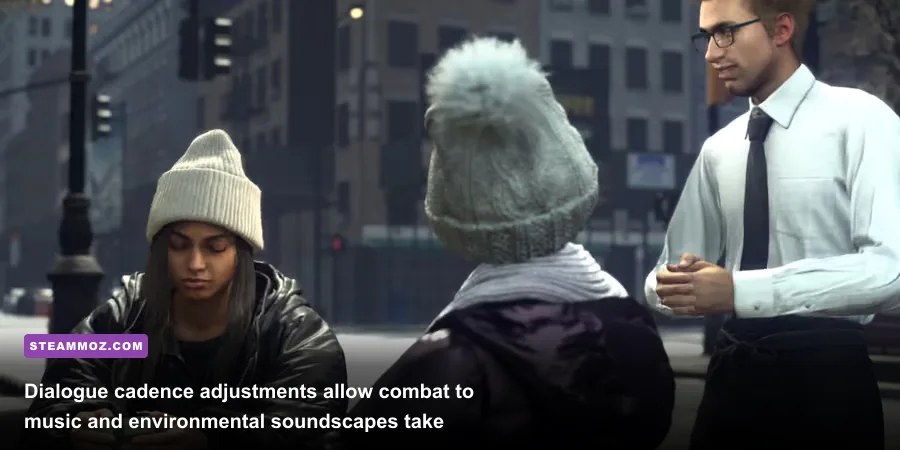 Frey Holland interacting with Cuff in a dramatic cutscene