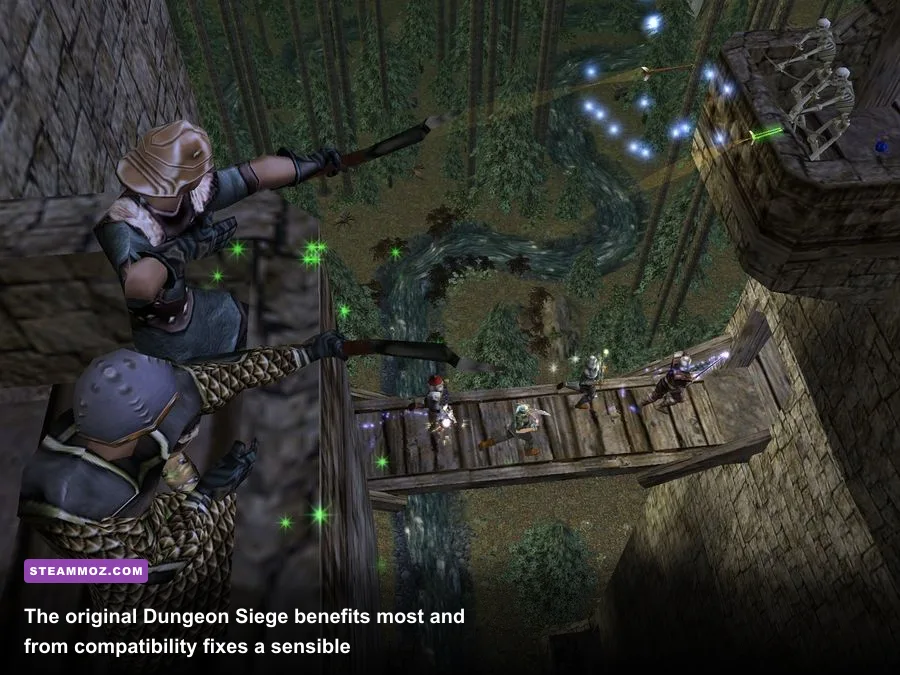Dungeon Siege 1 party exploring ancient ruins on PC