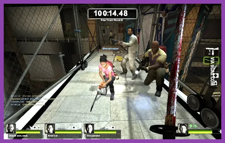 Left 4 Dead 2 survivors fighting horde in survival mode