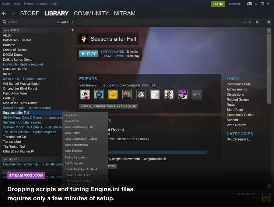 PC directory structure displaying configuration and mod files for an open world game