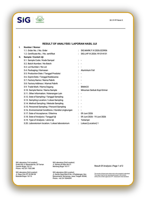 Hasil Laboratorium BIMACO - Gambar 2