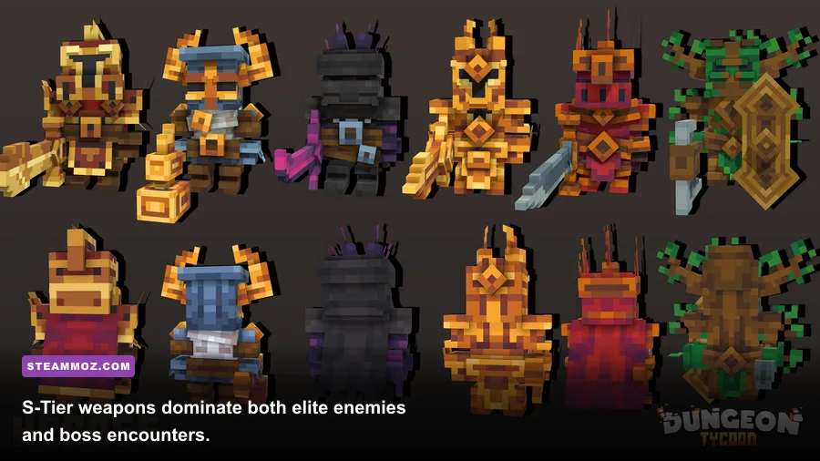 Dungeon Tycoon S-Tier weapons used during dungeon combat