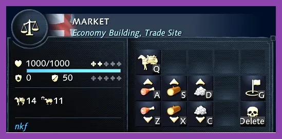 Market resource exchange interface in Age of Empires 4