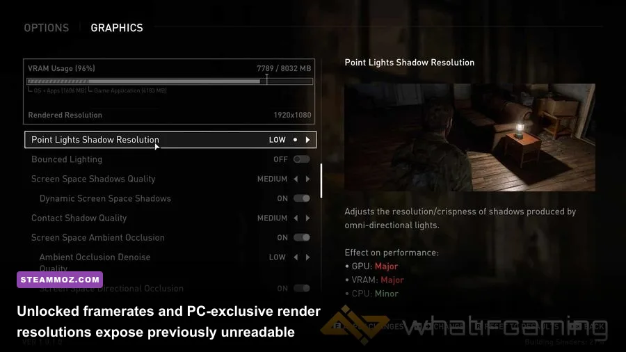 Free camera view showing high-fidelity background details rendered on PC