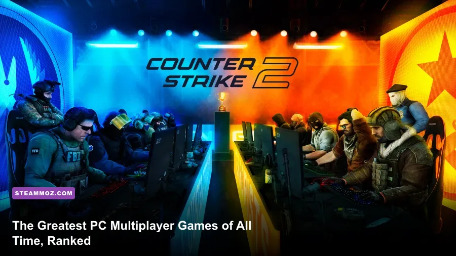 Intense competitive PC multiplayer first person shooter match