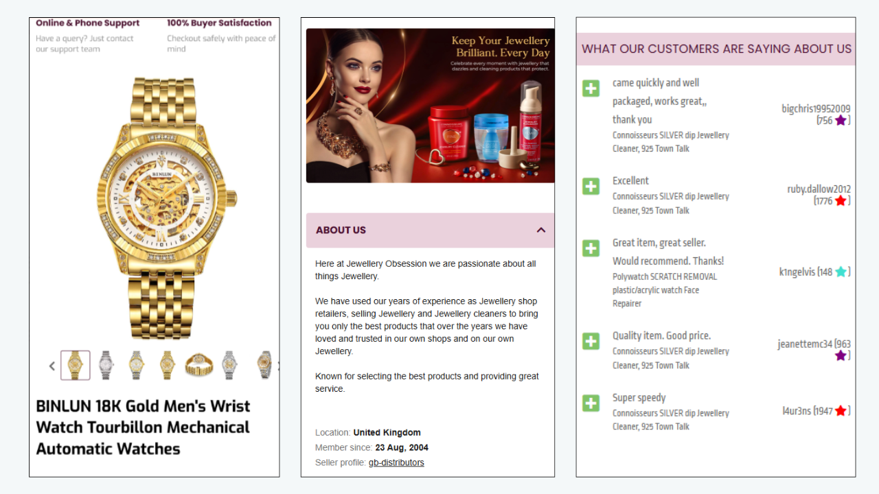 A branded eBay storefront built with reusable listing templates