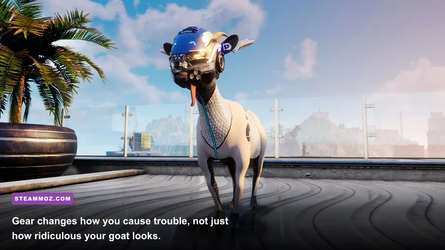 Goat Simulator 3 wardrobe showing goat gear and mutators