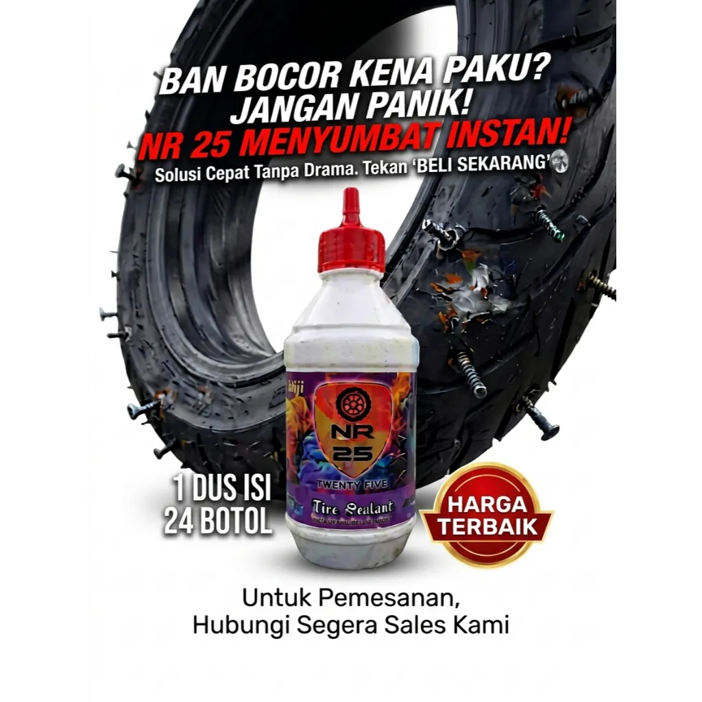Cairan Anti Bocor Ban Tubeless NR-25 350ml Kemasan Ecer Murah Botolan Berkualitas