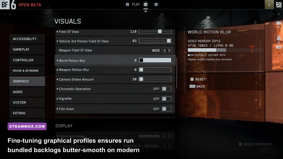 PC gaming performance settings menu tweaking graphics and shadow resolutions