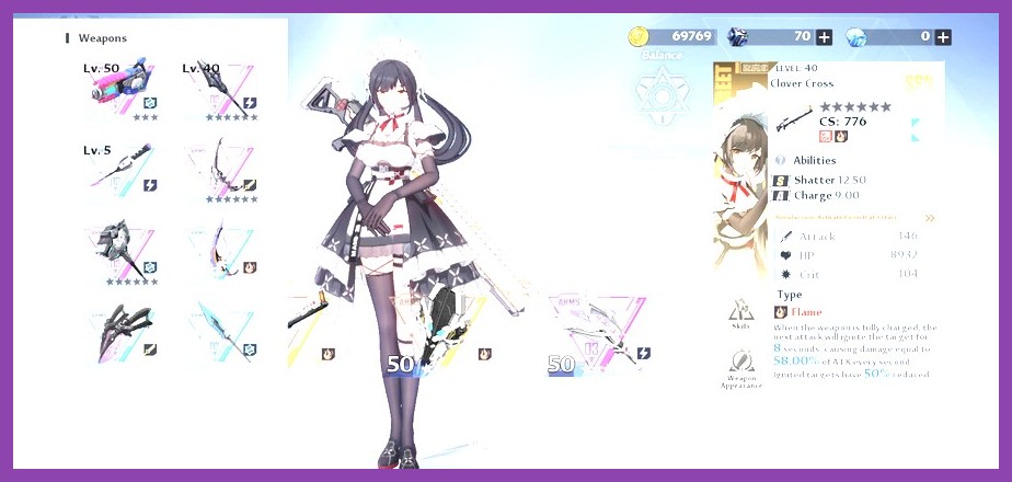 Mira character equipped with optimal PVP weapons