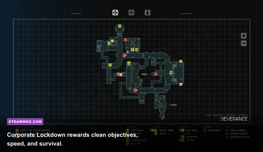 Alien: Isolation Corporate Lockdown Survivor Mode score and leaderboard screen