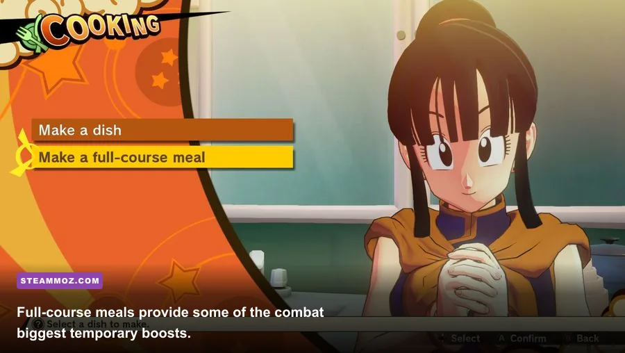 Chi-Chi preparing a full-course meal in DRAGON BALL Z KAKAROT