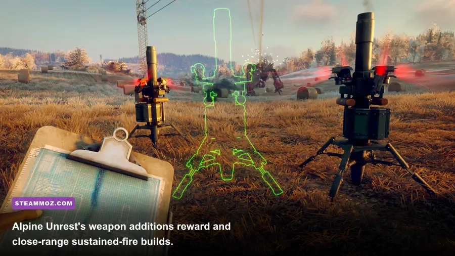 Generation Zero Alpine Unrest weapon inventory featuring the Kpist m45 and N60