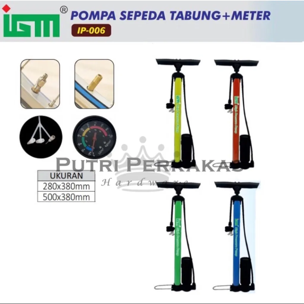 Pompa Angin Manual Tabung + Meteran IGM IP-006 - Gambar 4