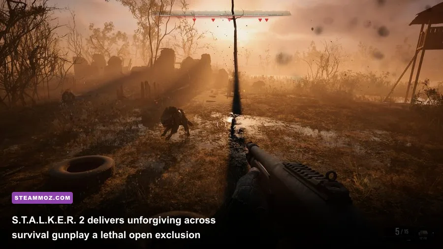 Stalker exploring a hazardous anomaly field in STALKER 2 Heart of Chornobyl