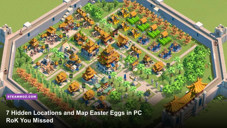 Panoramic view of the Rise of Kingdoms PC world map showing unexplored terrain and fog