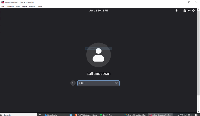 Kolom input password Debian