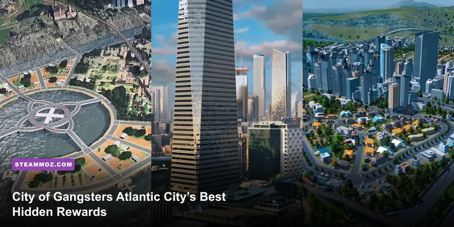 City of Gangsters Atlantic City map showing the boardwalk and casino district
