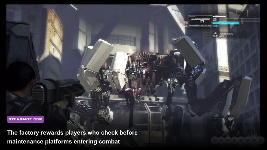Binary Domain factory interior filled with hostile robots