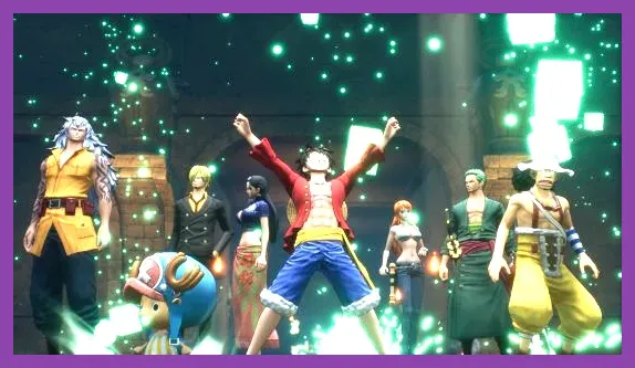 The Straw Hat Pirates exploring Waford in One Piece Odyssey on PS5