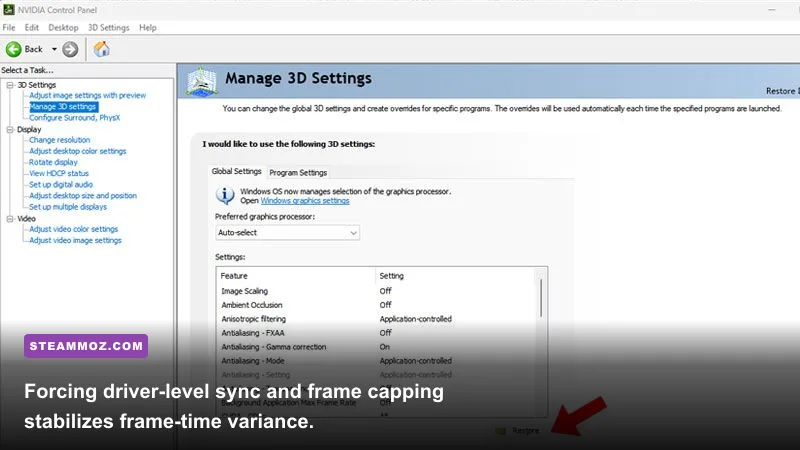 NVIDIA Control Panel managing 3D application settings for Age of Empires II