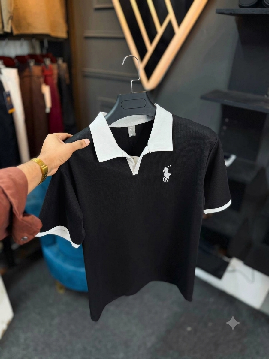 Black & White Contrast Polo Shirt