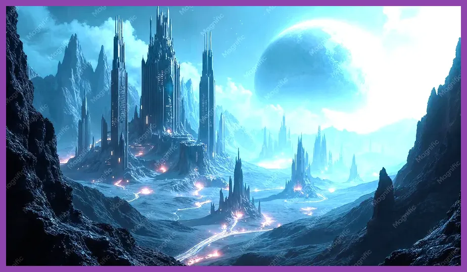 Scenic view of Wuthering Waves futuristic fantasy landscape