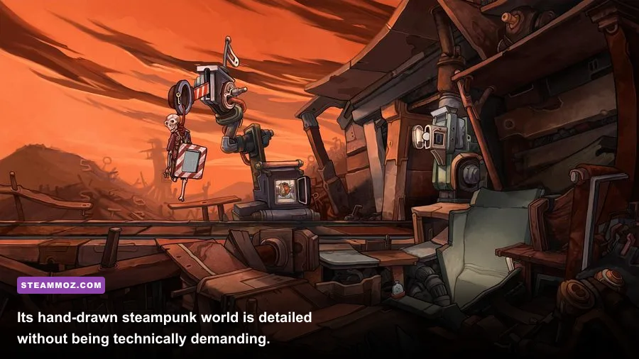 Colorful steampunk landscape from Deponia Doomsday