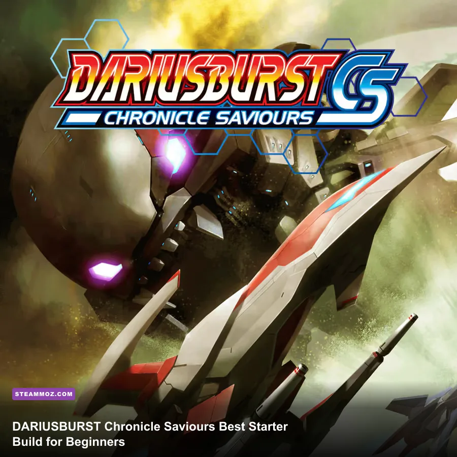 DARIUSBURST Chronicle Saviours player ship fighting a giant mechanical boss