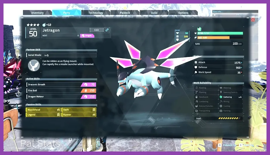 Skill tree highlighting Jetragon's endgame abilities and cooldowns