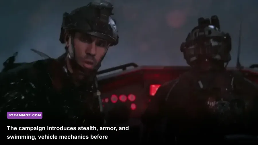 Modern Warfare II campaign soldiers using night vision during the Dark Water mission
