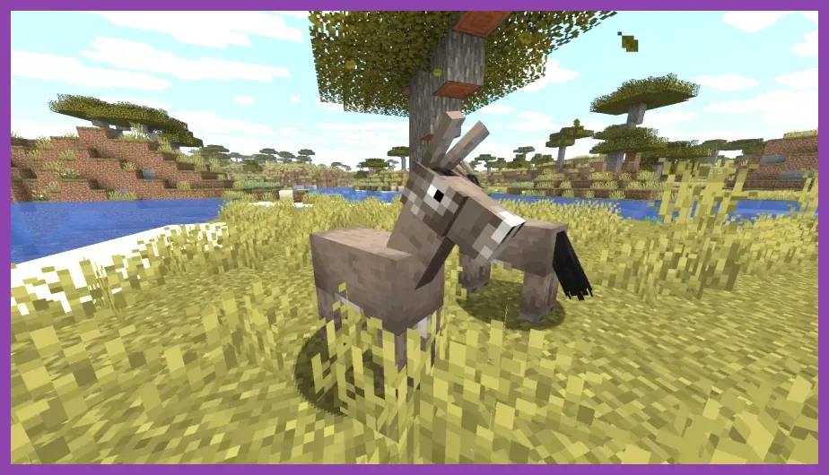 Donkey with a equipped chest in Minecraft forest
