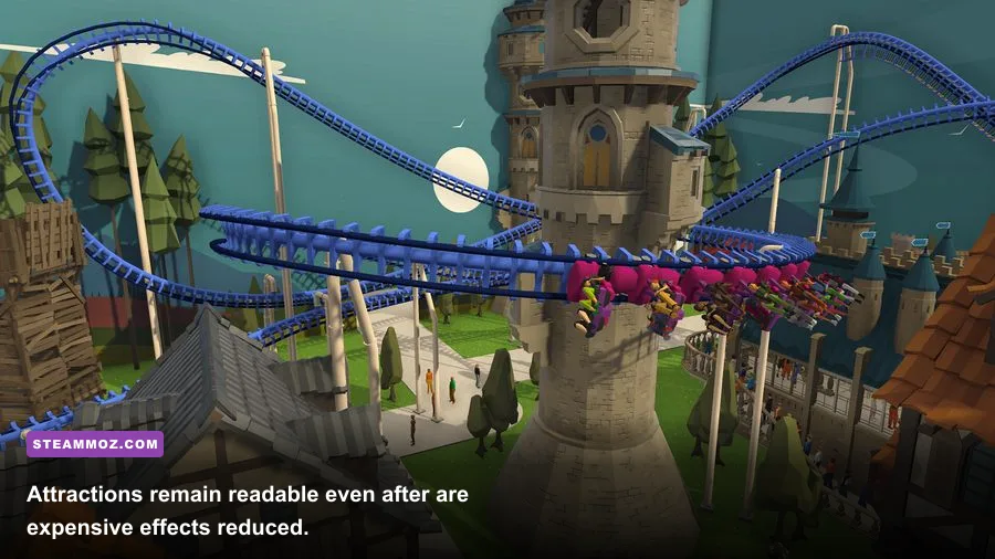 Indoorlands roller coaster attraction inside a brightly lit indoor amusement park