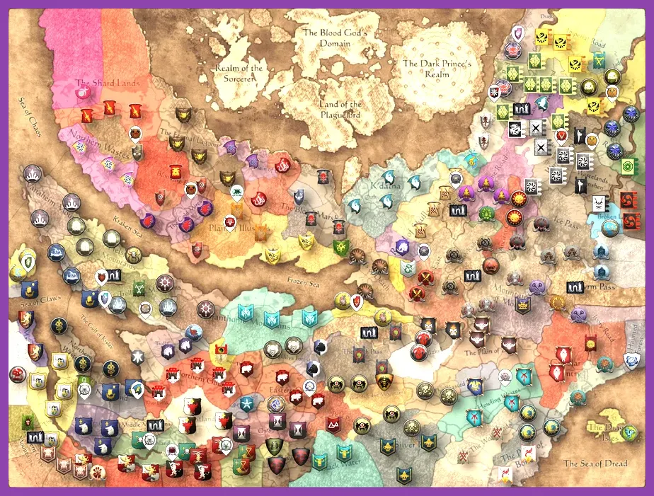 Immortal Empires campaign map showcasing various factions