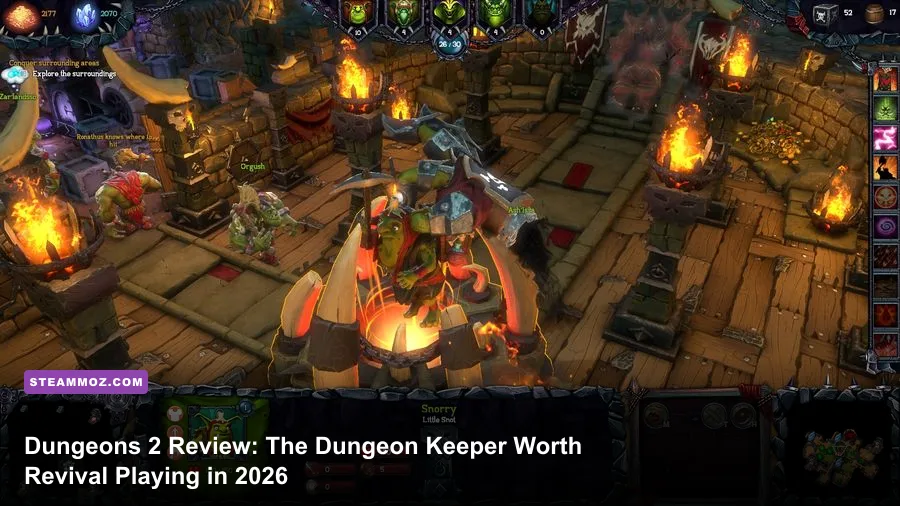 Dungeons 2 dungeon heart surrounded by minions in an underground fortress