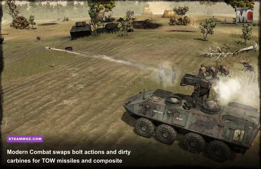 US Marine Corps Strykers and infantry fighting modern Chinese PLA armor in Company of Heroes