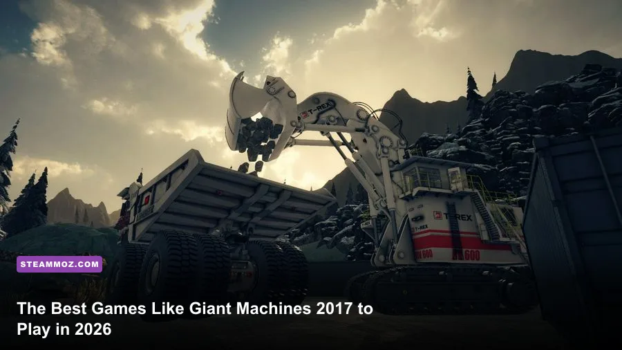 Giant Machines 2017 gameplay showing a massive excavator at a construction site