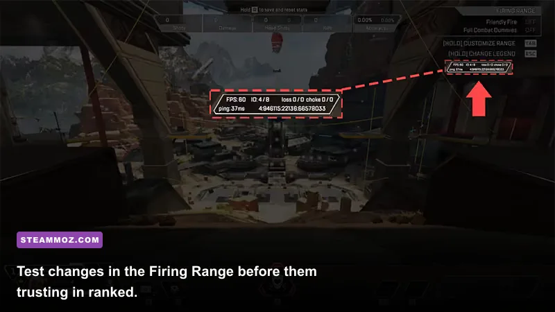 Apex Legends PC performance display showing FPS and frame-time data