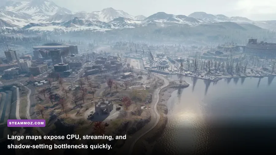 Modern Warfare PC gameplay on Verdansk with high-detail lighting and shadows