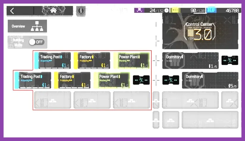 Arknights base management resource generation screen