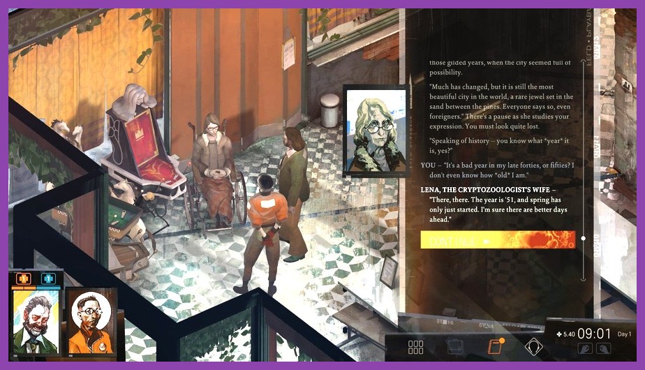 Disco Elysium detective dialogue system and skill check visual