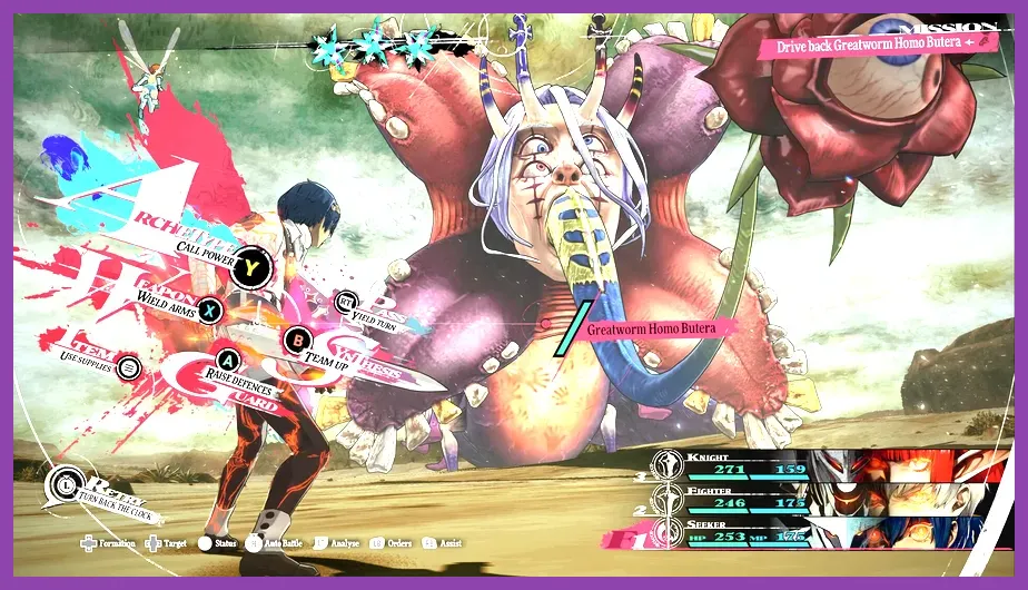 Strohl using the Balmung greatsword in Metaphor ReFantazio combat