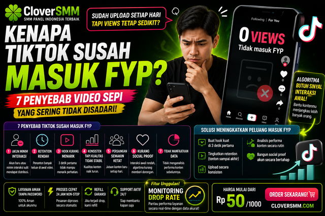 Kenapa TikTok Susah Masuk FYP? 7 Penyebab yang Sering Membuat Video Sepi