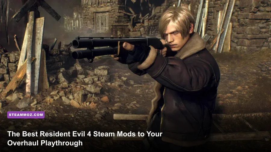 Leon S. Kennedy aiming a shotgun in the foggy village of Resident Evil 4 on PC
