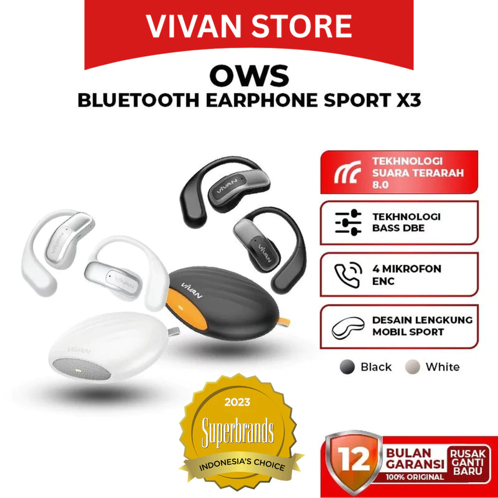 VIVAN SPORT X3 Ows Earphone Open-Ear True Wireless Earbuds 5.4