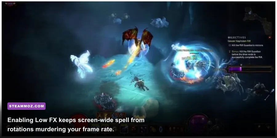 Diablo 3 Wizard casting area damage spells in dense dungeon