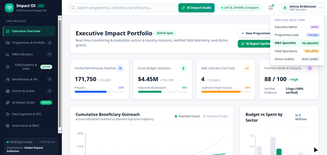 Impact OS additional interface view — demonstration data