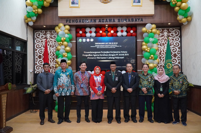 Tasyakuran HUT MA RI ke 81 dan Penandatanganan Perjanjian Kerjasama antara Pengadilan Agama Surabaya dengan PT Bank Btn Tbk serta Launching Inovasi Sipanah Qris